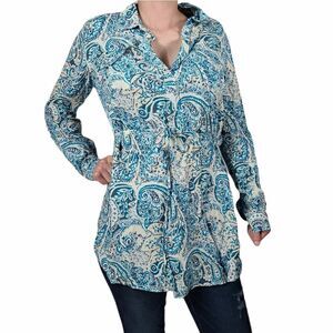 Bit & Bridle Blue Long Sleeve Tunic Top